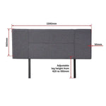 Linen Fabric Queen Bed Headboard Bedhead - Grey - Furniture > Bedroom