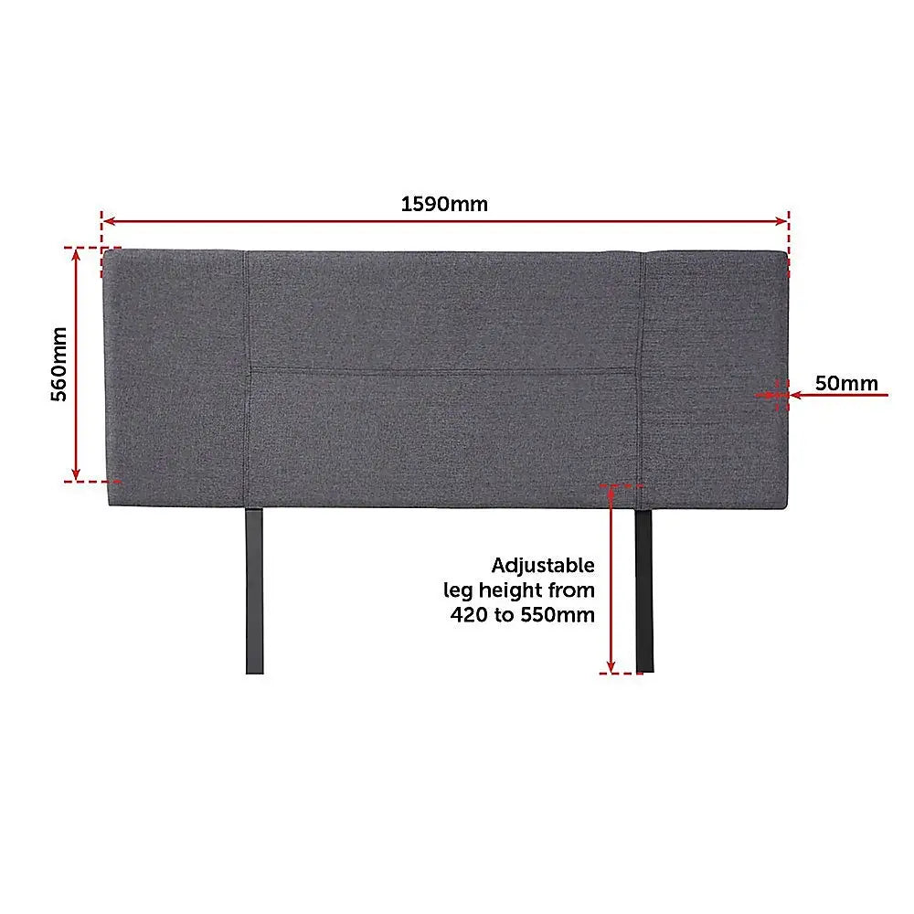 Linen Fabric Queen Bed Headboard Bedhead - Grey - Furniture > Bedroom