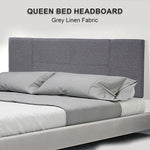 Linen Fabric Queen Bed Headboard Bedhead - Grey - Furniture > Bedroom