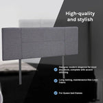 Linen Fabric Queen Bed Headboard Bedhead - Grey - Furniture > Bedroom