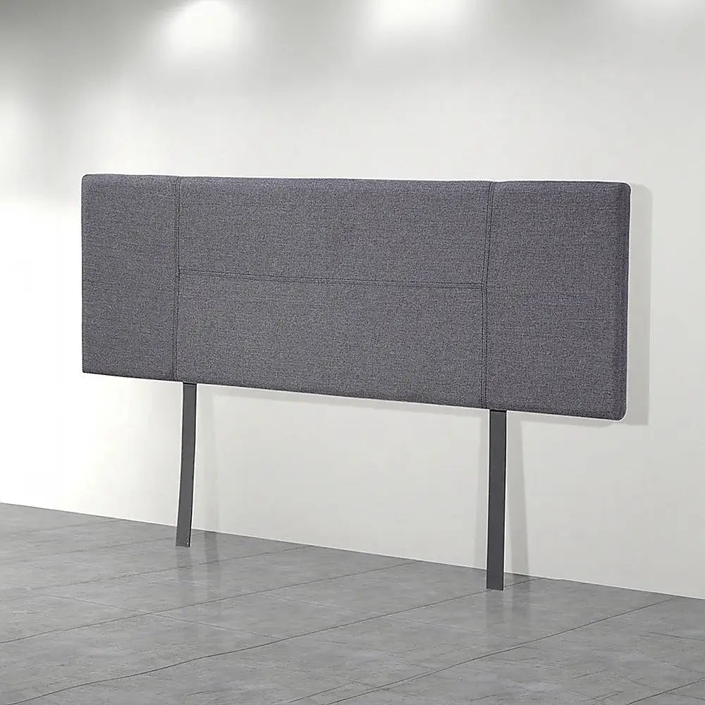 Linen Fabric Queen Bed Headboard Bedhead - Grey - Furniture > Bedroom