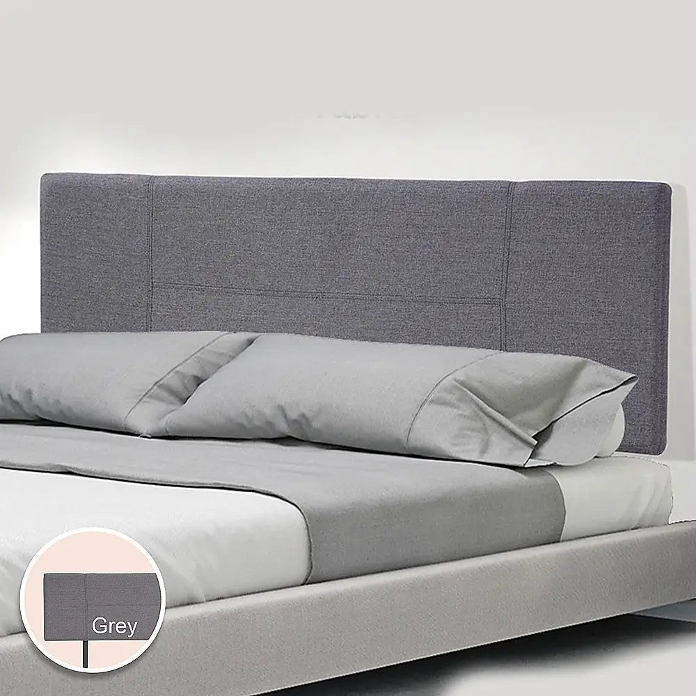 Linen Fabric Queen Bed Headboard Bedhead - Grey - Furniture > Bedroom