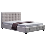 Linen Fabric Queen Deluxe Bed Frame Beige - Furniture > Bedroom > Beds & Bed Frames
