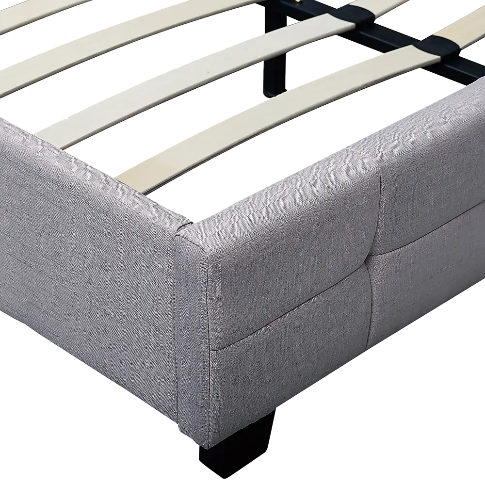 Linen Fabric Queen Deluxe Bed Frame Beige - Furniture > Bedroom > Beds & Bed Frames