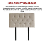 Linen Fabric Single Bed Deluxe Headboard Bedhead - Beige - Furniture > Bedroom > Beds & Bed Frames