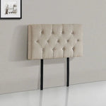 Linen Fabric Single Bed Deluxe Headboard Bedhead - Beige - Furniture > Bedroom > Beds & Bed Frames