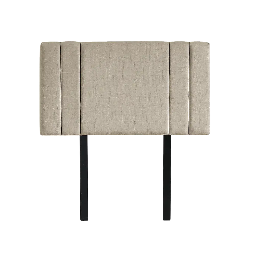 Linen Fabric Single Bed Deluxe Headboard Bedhead - Beige - Furniture > Bedroom