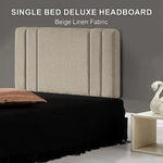 Linen Fabric Single Bed Deluxe Headboard Bedhead - Beige - Furniture > Bedroom