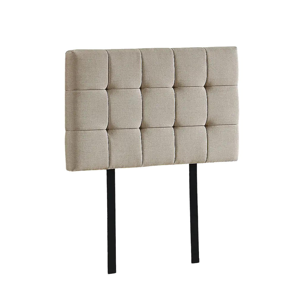 Linen Fabric Single Bed Deluxe Headboard Bedhead - Beige - Furniture > Bedroom