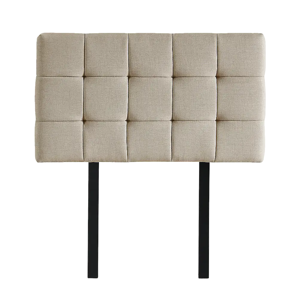 Linen Fabric Single Bed Deluxe Headboard Bedhead - Beige - Furniture > Bedroom