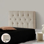 Linen Fabric Single Bed Deluxe Headboard Bedhead - Beige - Furniture > Bedroom > Beds & Bed Frames