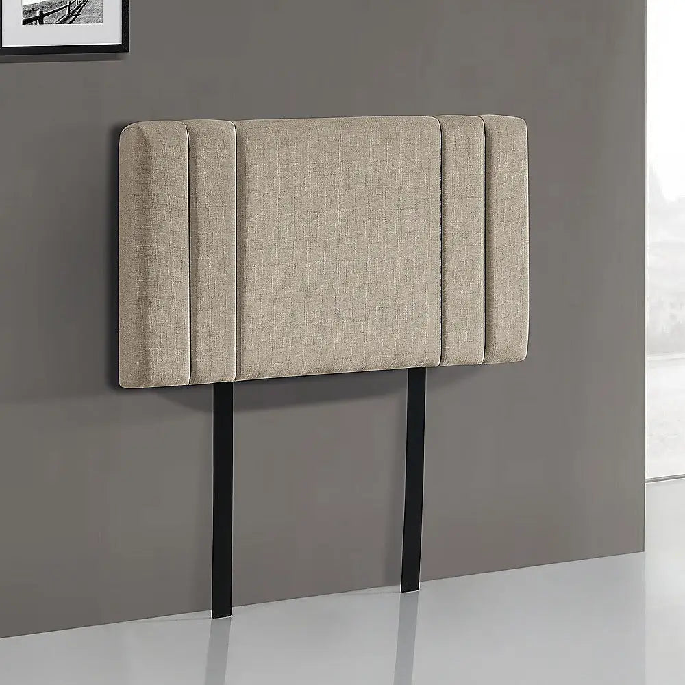Linen Fabric Single Bed Deluxe Headboard Bedhead - Beige - Furniture > Bedroom