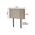 Linen Fabric Single Bed Deluxe Headboard Bedhead - Beige - Furniture > Bedroom