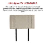 Linen Fabric Single Bed Deluxe Headboard Bedhead - Beige - Furniture > Bedroom