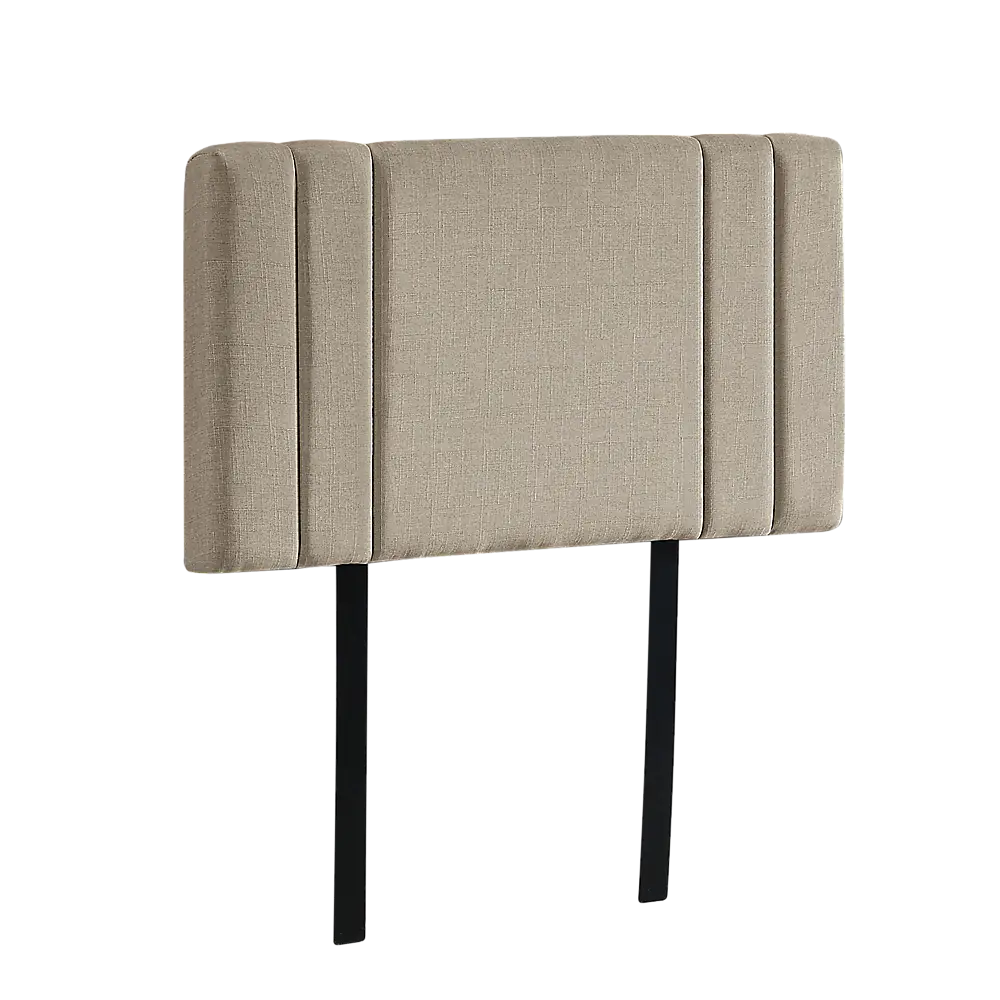 Linen Fabric Single Bed Deluxe Headboard Bedhead - Beige - Furniture > Bedroom