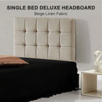 Linen Fabric Single Bed Deluxe Headboard Bedhead - Beige - Furniture > Bedroom
