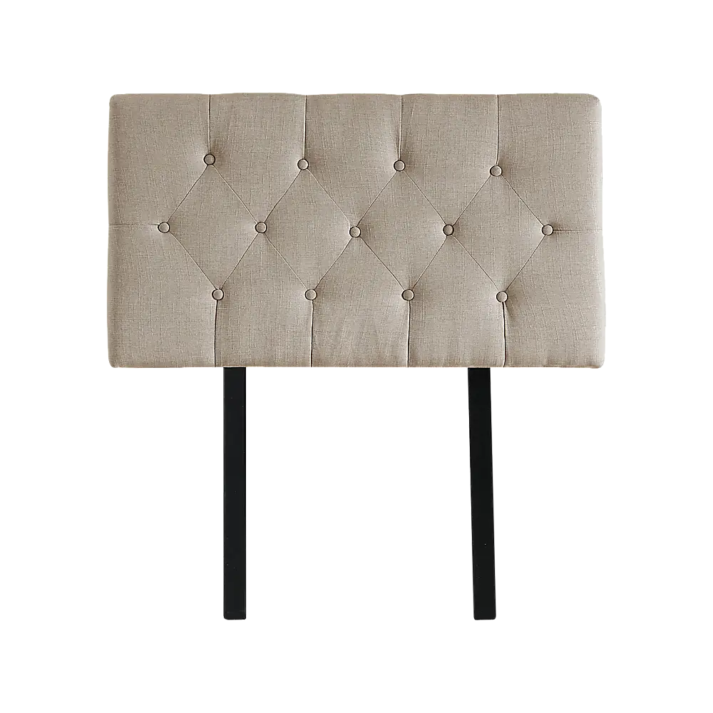 Linen Fabric Single Bed Deluxe Headboard Bedhead - Beige - Furniture > Bedroom > Beds & Bed Frames