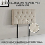 Linen Fabric Single Bed Deluxe Headboard Bedhead - Beige - Furniture > Bedroom > Beds & Bed Frames