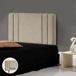 Linen Fabric Single Bed Deluxe Headboard Bedhead - Beige - Furniture > Bedroom