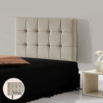 Linen Fabric Single Bed Deluxe Headboard Bedhead - Beige - Furniture > Bedroom