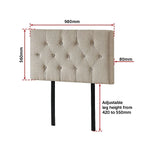 Linen Fabric Single Bed Deluxe Headboard Bedhead - Beige - Furniture > Bedroom > Beds & Bed Frames