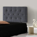 Linen Fabric Single Bed Deluxe Headboard Bedhead - Grey - Furniture > Bedroom
