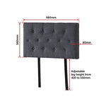 Linen Fabric Single Bed Deluxe Headboard Bedhead - Grey - Furniture > Bedroom