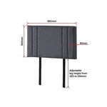 Linen Fabric Single Bed Deluxe Headboard Bedhead - Grey - Furniture > Bedroom > Beds & Bed Frames