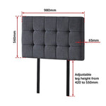 Linen Fabric Single Bed Deluxe Headboard Bedhead - Grey - Furniture > Bedroom