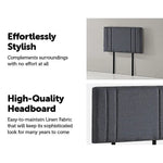 Linen Fabric Single Bed Deluxe Headboard Bedhead - Grey - Furniture > Bedroom > Beds & Bed Frames