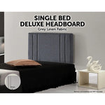 Linen Fabric Single Bed Deluxe Headboard Bedhead - Grey - Furniture > Bedroom > Beds & Bed Frames