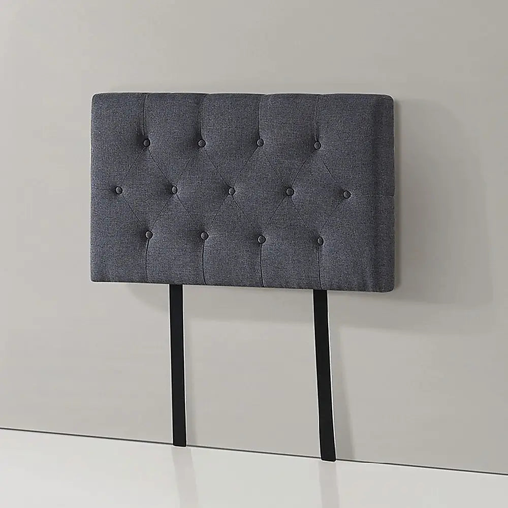 Linen Fabric Single Bed Deluxe Headboard Bedhead - Grey - Furniture > Bedroom