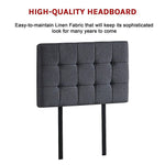 Linen Fabric Single Bed Deluxe Headboard Bedhead - Grey - Furniture > Bedroom