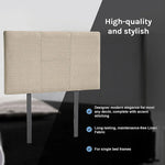 Linen Fabric Single Bed Headboard Bedhead - Beige - Furniture > Bedroom