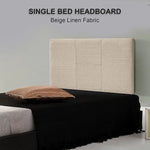 Linen Fabric Single Bed Headboard Bedhead - Beige - Furniture > Bedroom