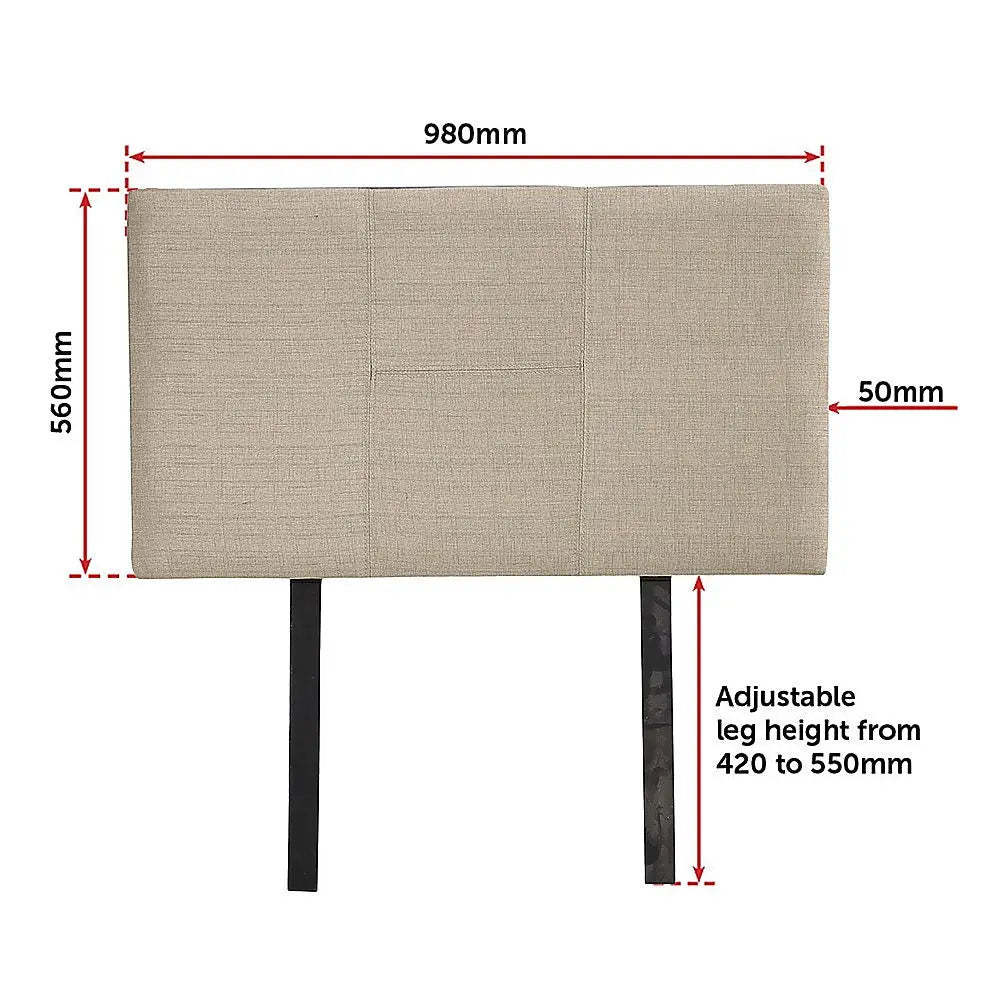 Linen Fabric Single Bed Headboard Bedhead - Beige - Furniture > Bedroom