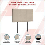 Linen Fabric Single Bed Headboard Bedhead - Beige - Furniture > Bedroom