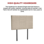 Linen Fabric Single Bed Headboard Bedhead - Beige - Furniture > Bedroom
