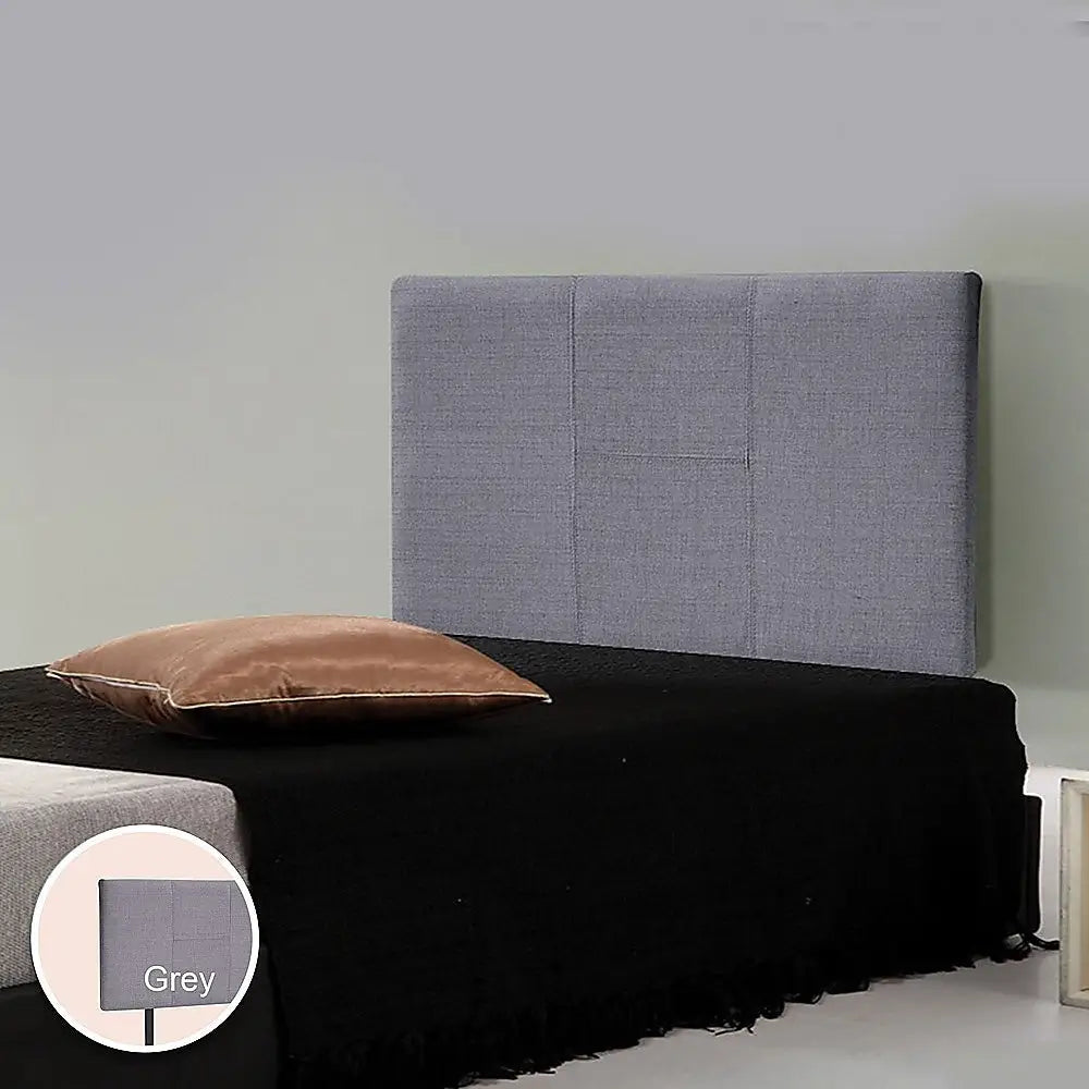 Linen Fabric Single Bed Headboard Bedhead - Grey - Furniture > Bedroom