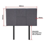 Linen Fabric Single Bed Headboard Bedhead - Grey - Furniture > Bedroom