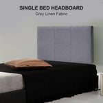 Linen Fabric Single Bed Headboard Bedhead - Grey - Furniture > Bedroom