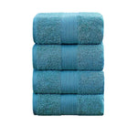 Linenland 4 Piece Cotton Bath Towels Set - Blue - Home & Garden > Bathroom Accessories