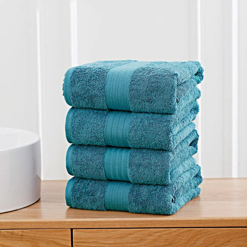 Linenland 4 Piece Cotton Bath Towels Set - Blue - Home & Garden > Bathroom Accessories