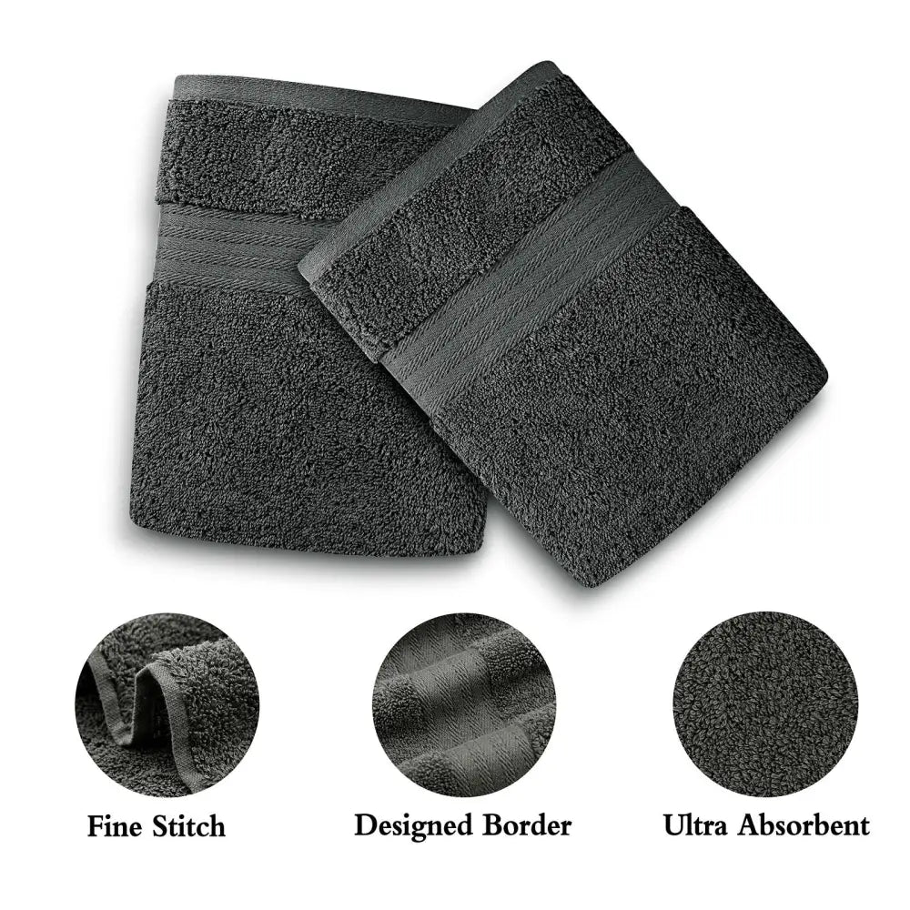 Linenland 4 Piece Cotton Bath Towels Set - Charcoal - Home & Garden > Bathroom Accessories