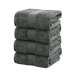 Linenland 4 Piece Cotton Bath Towels Set - Charcoal - Home & Garden > Bathroom Accessories
