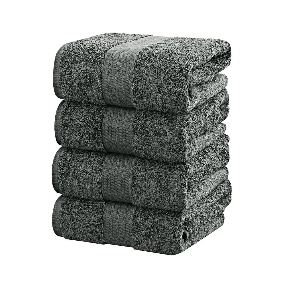 Linenland 4 Piece Cotton Bath Towels Set - Charcoal - Home & Garden > Bathroom Accessories