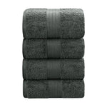 Linenland 4 Piece Cotton Bath Towels Set - Charcoal - Home & Garden > Bathroom Accessories