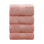 Linenland 4 Piece Cotton Bath Towels Set - Coral - Home & Garden > Bathroom Accessories