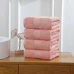 Linenland 4 Piece Cotton Bath Towels Set - Coral - Home & Garden > Bathroom Accessories