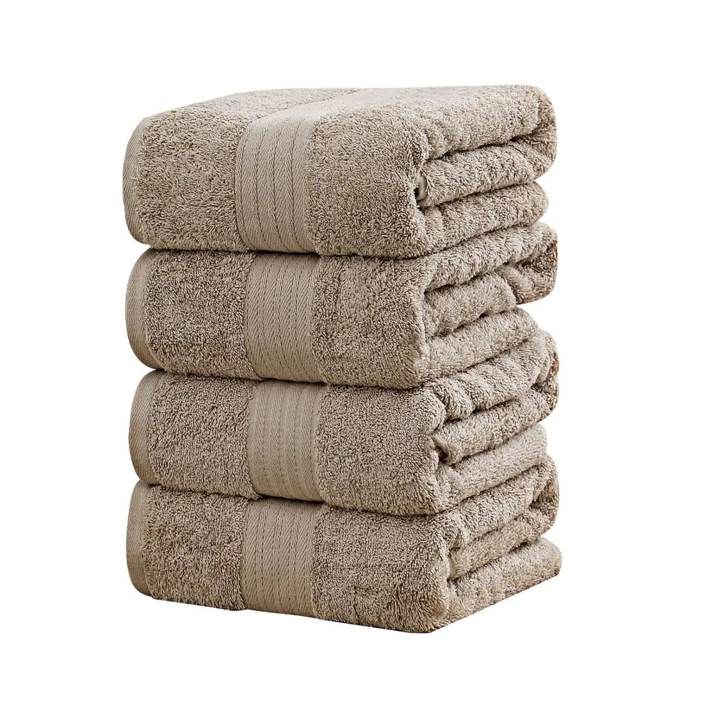 Linenland 4 Piece Cotton Bath Towels Set - Sandstone - Home & Garden > Bathroom Accessories